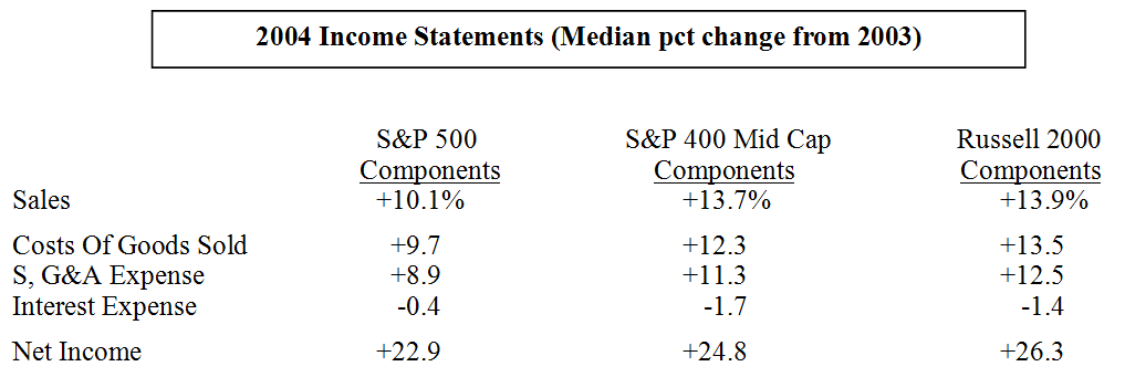 Analyzing Large Cap, Mid Cap & Small Cap 2004 Composite Income Statements