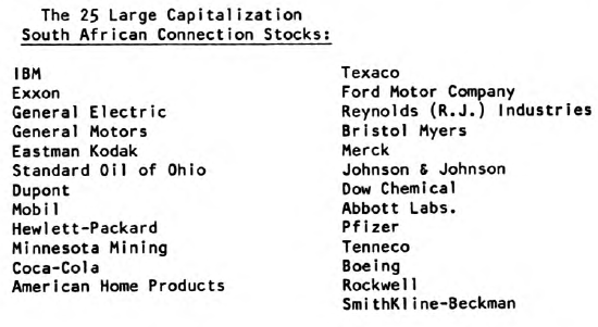 Update: South African Connection Stocks